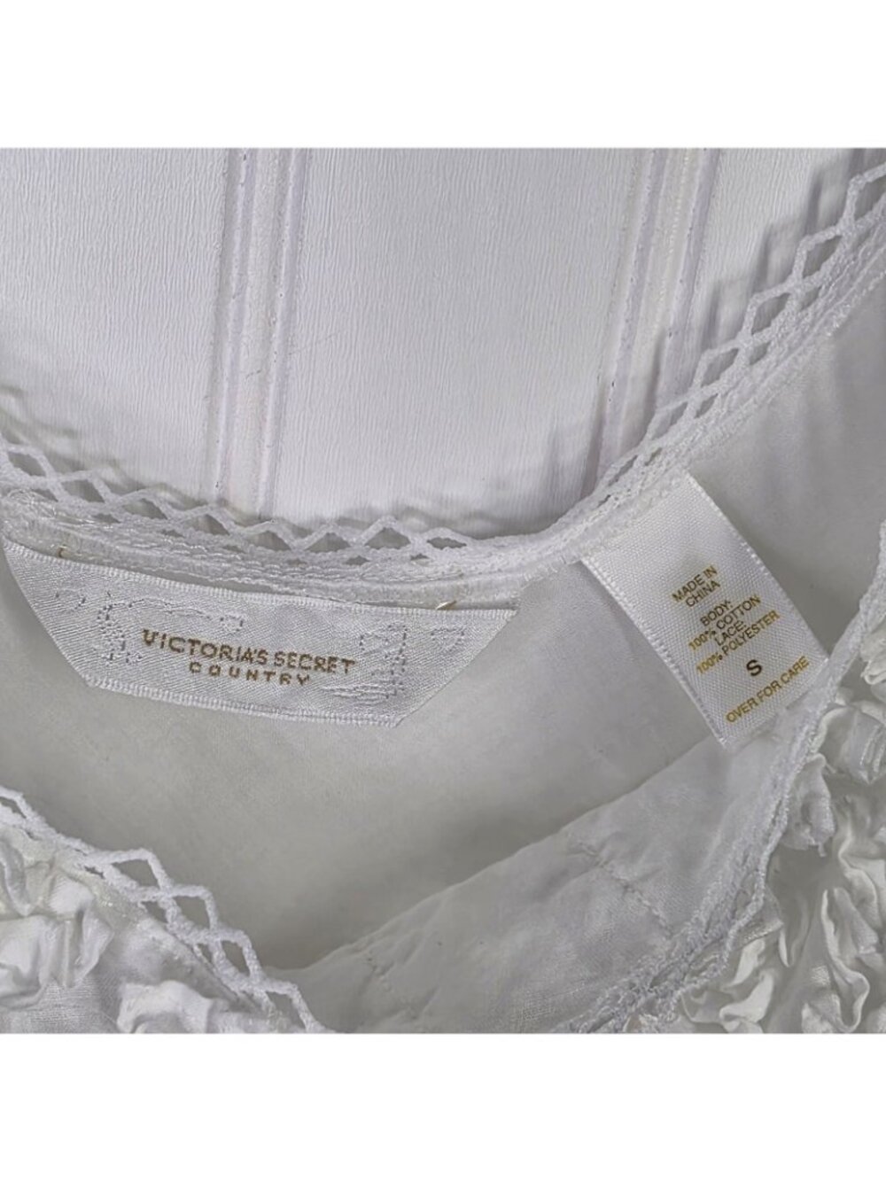 Victorias Secret Vintage Country Top Small White Camisole Milkmaid Cottage Y2K - Picture 5 of 11
